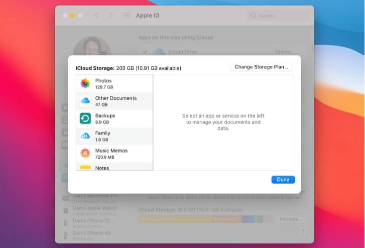 مساحة تخزين iCloud على جهاز Mac