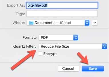 الخيار Reduce File Size