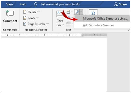 Microsoft Office Signature Line